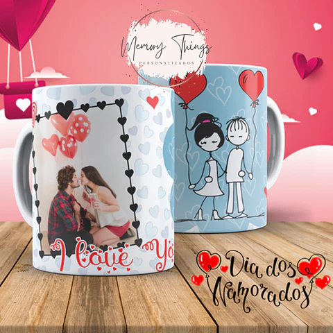 Caneca "I Love You" Balões