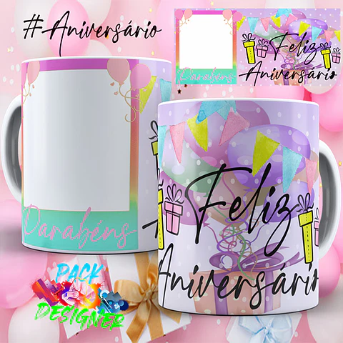 Coleção Caneca Aniversário Colorido
