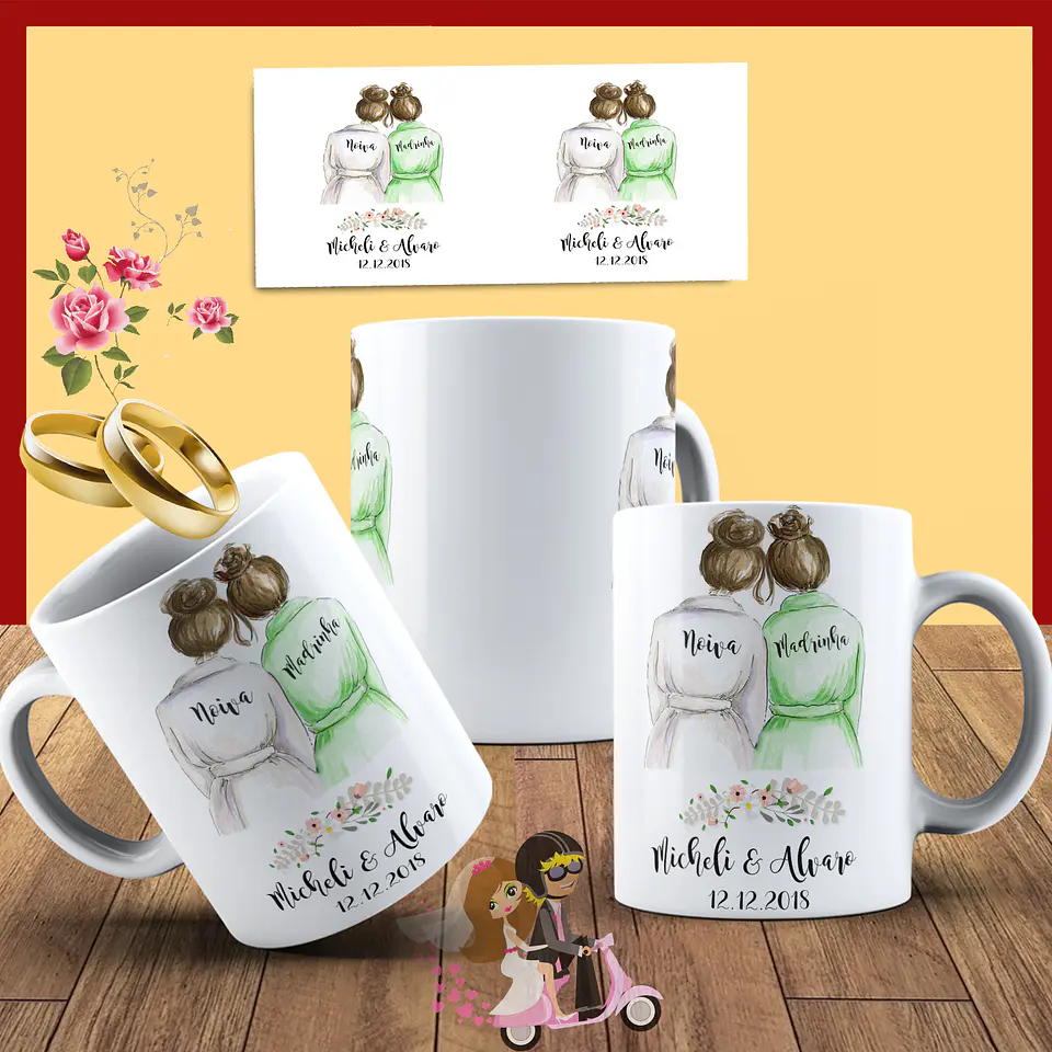Colección de tazas de boda para los novios 8