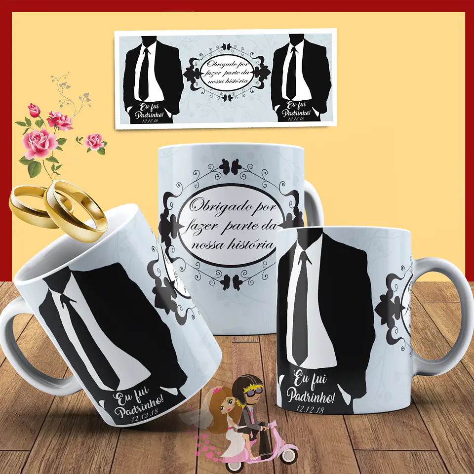 Colección de tazas de boda para los novios 13