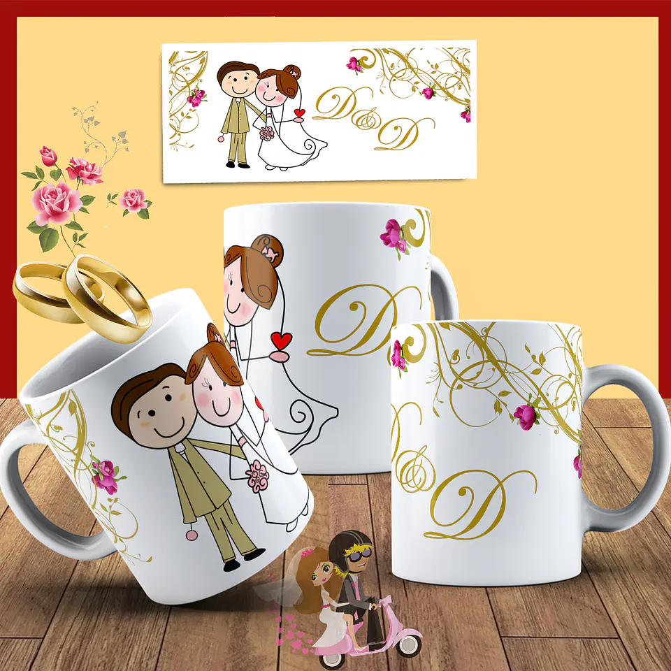 Colección de tazas de boda para los novios 17