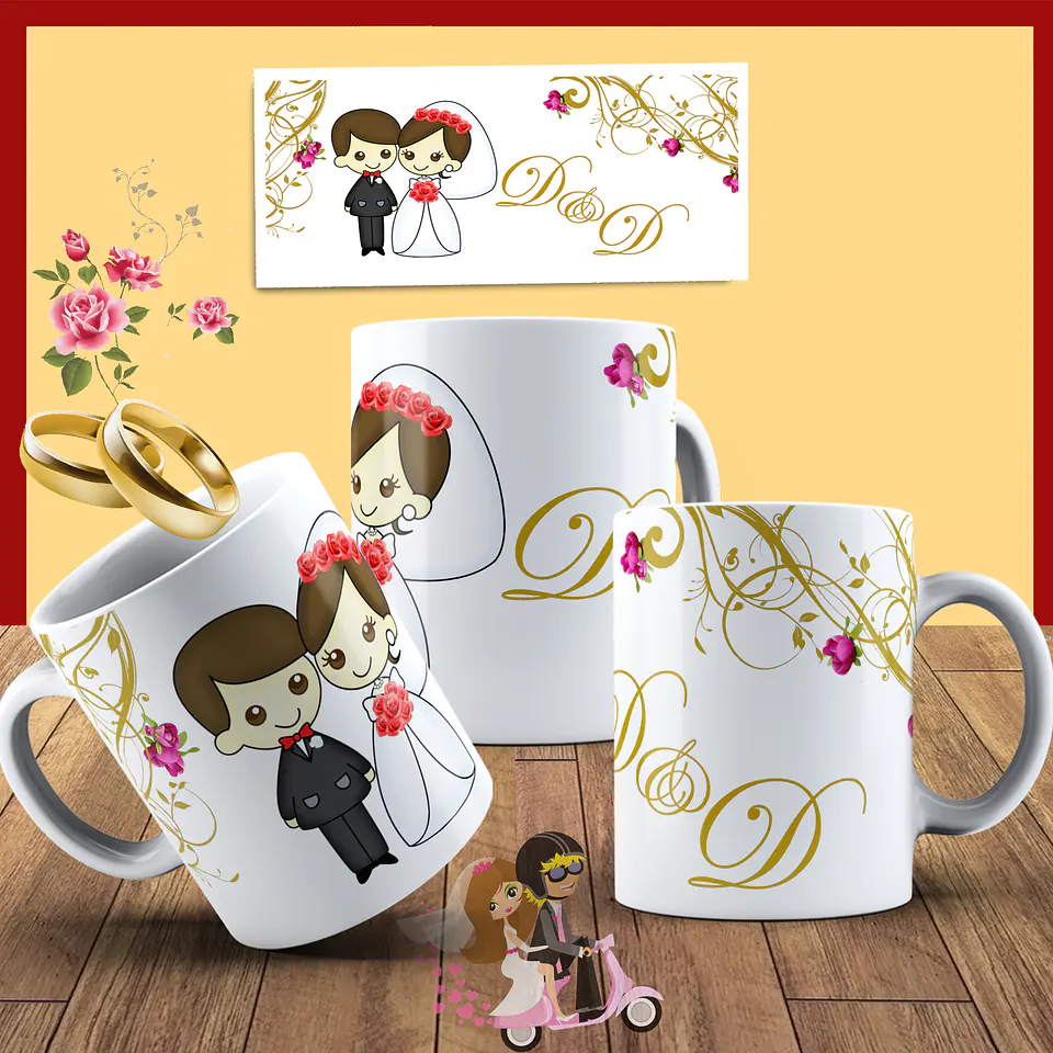 Colección de tazas de boda para los novios 18