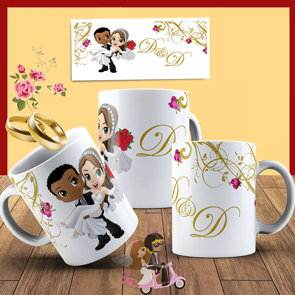 Colección de tazas de boda para los novios 20