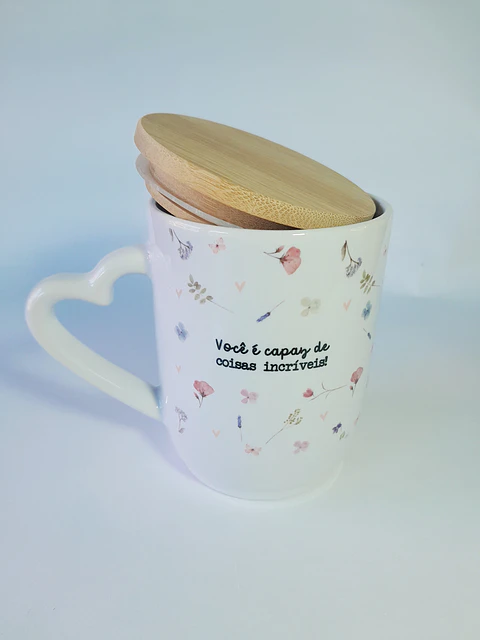 Caneca Básica Flores texto 