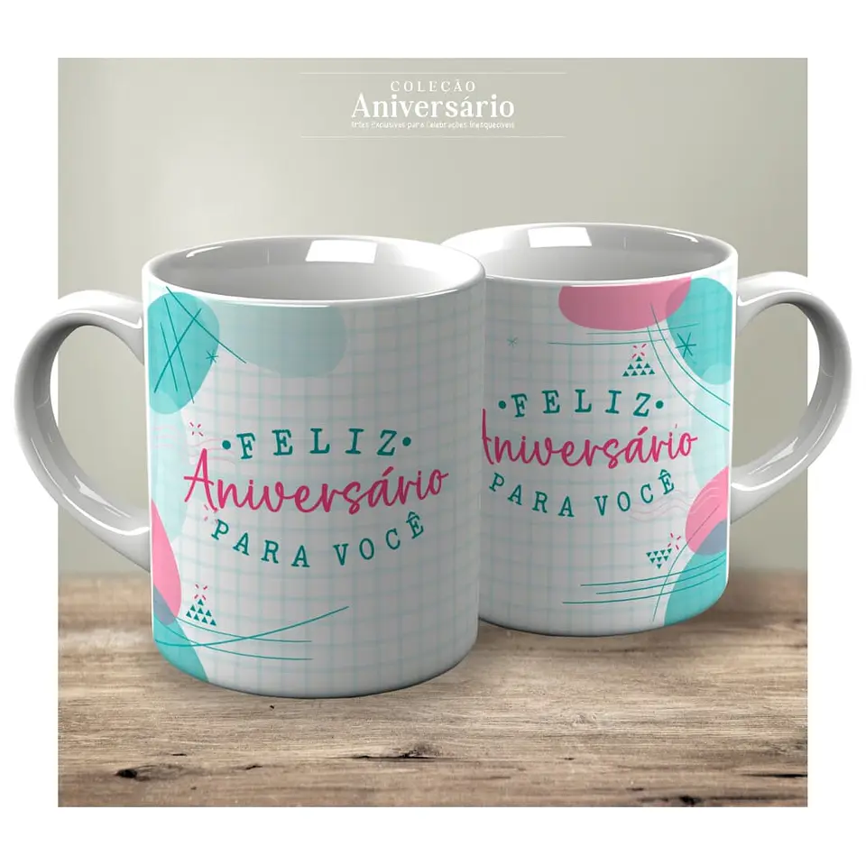 Colección de tazas coloridas de Feliz Cumpleaños 3
