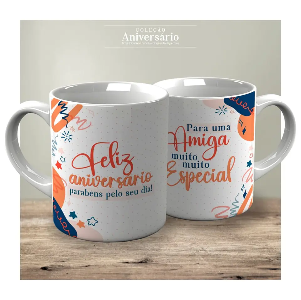 Colección de tazas coloridas de Feliz Cumpleaños 8