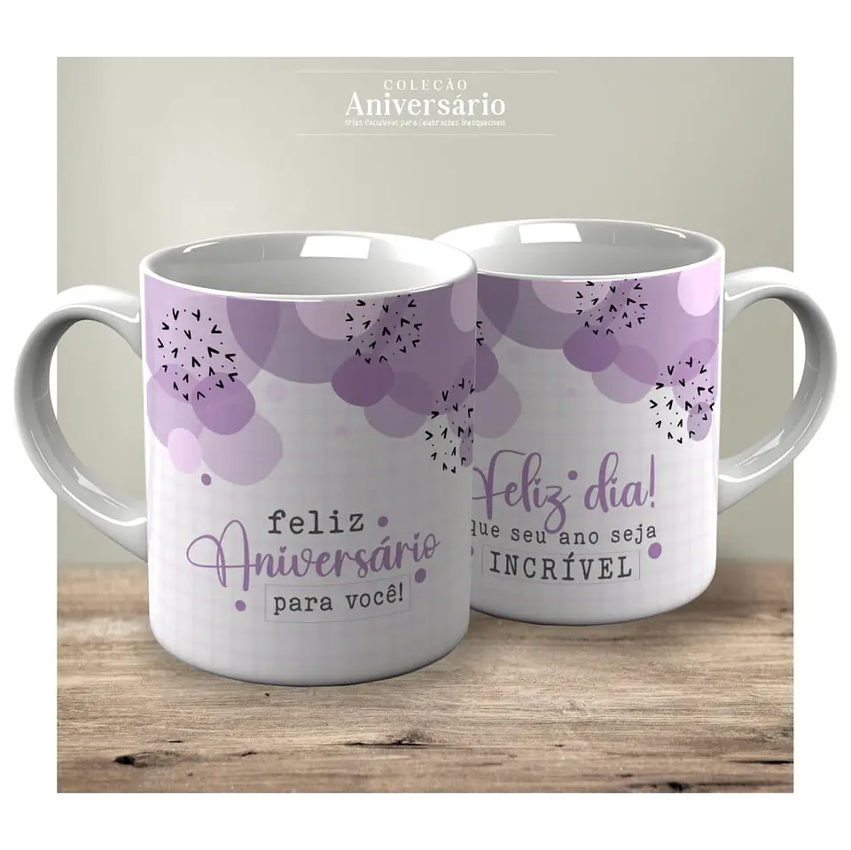 Colección de tazas coloridas de Feliz Cumpleaños 9