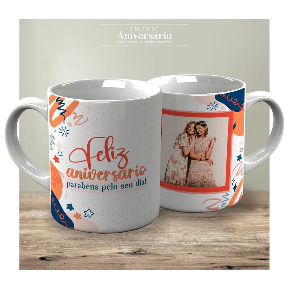 Colección de tazas coloridas de Feliz Cumpleaños 14