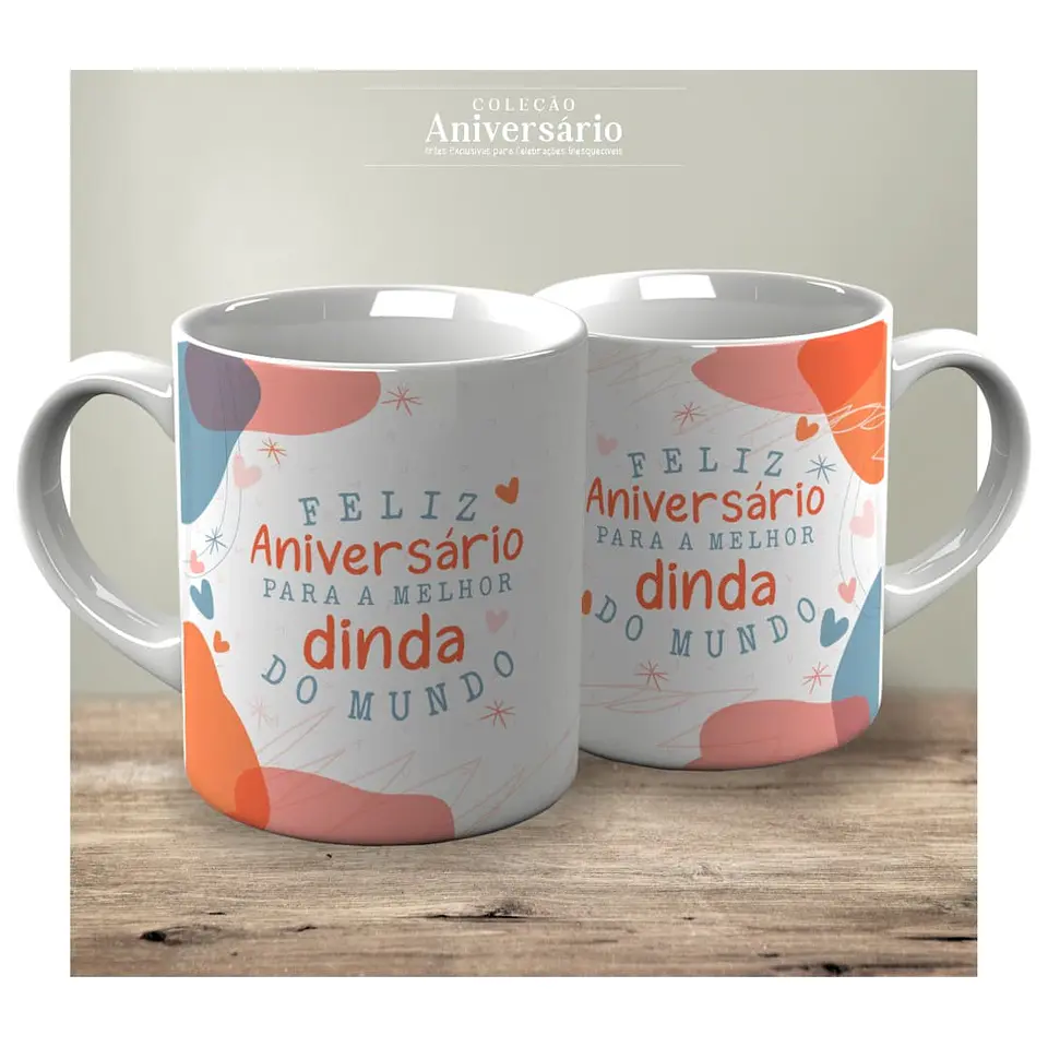 Colección de tazas coloridas de Feliz Cumpleaños 22