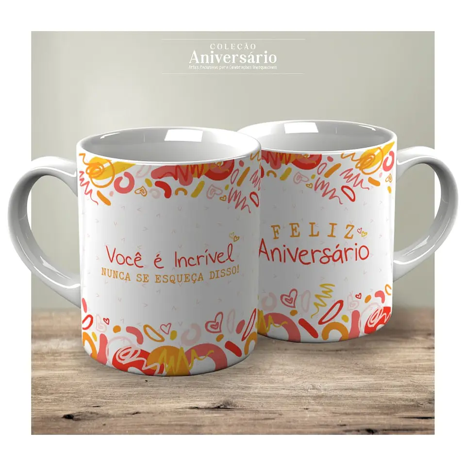 Colección de tazas coloridas de Feliz Cumpleaños 23