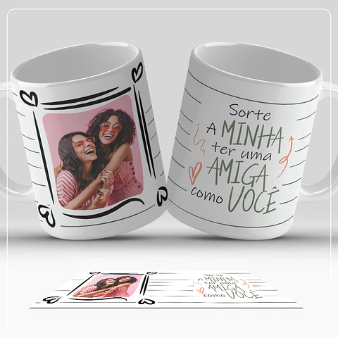 Coleção Canecas Amigas Moldura Listras