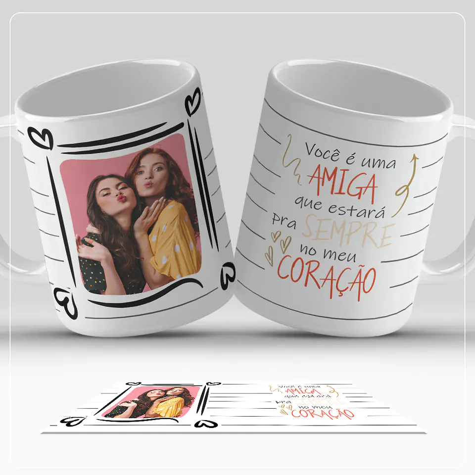 Coleção Canecas Amigas Moldura Listras 3
