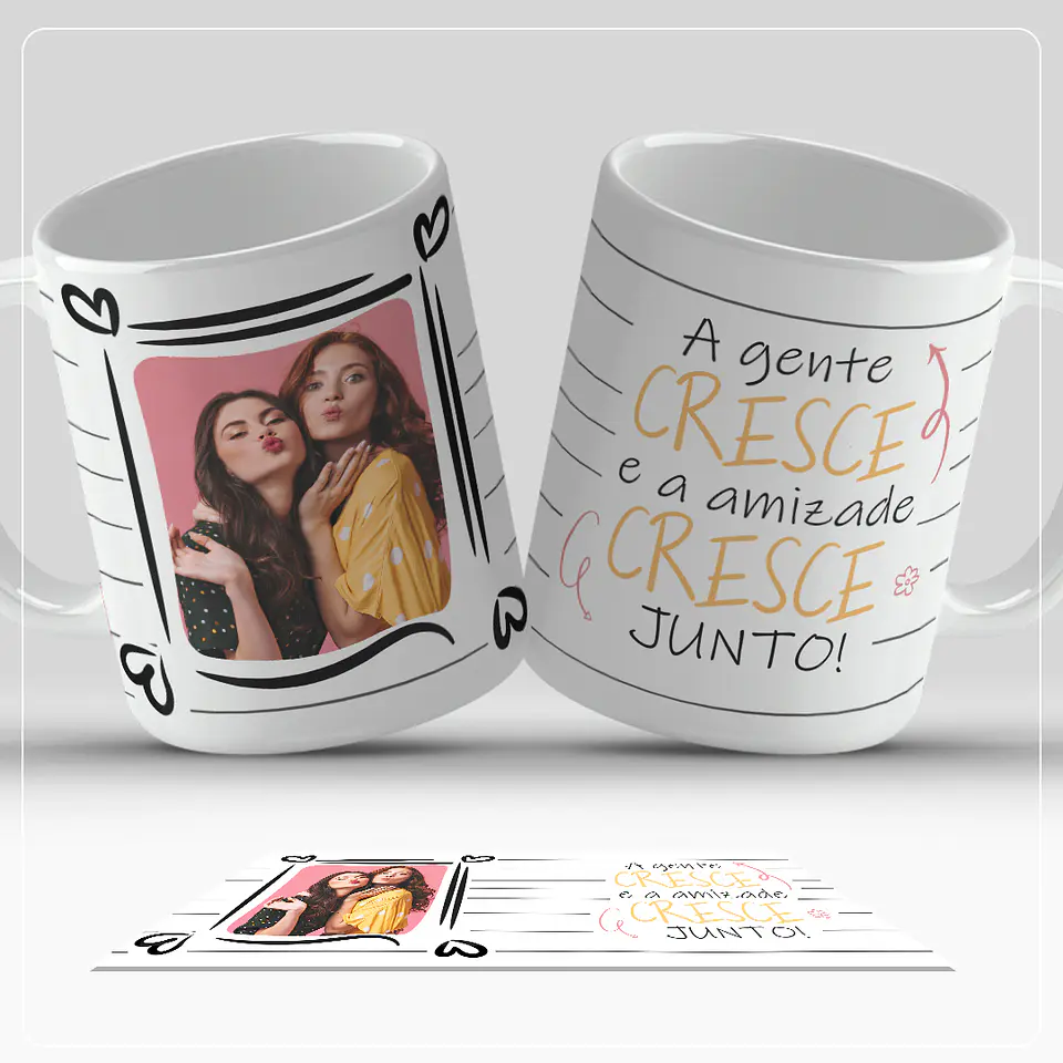 Coleção Canecas Amigas Moldura Listras 4