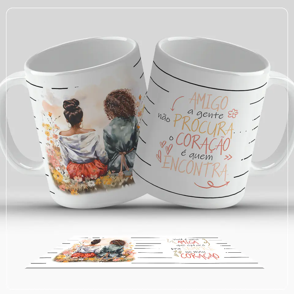 Coleção Canecas Amigas Moldura Listras 10