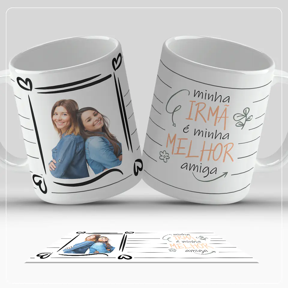 Coleção Canecas Amigas Moldura Listras 18
