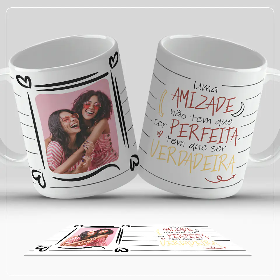 Coleção Canecas Amigas Moldura Listras 24