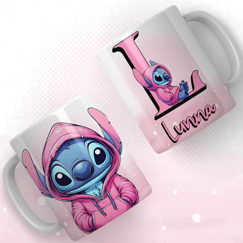 Taza con el alfabeto de puntada rosa 7