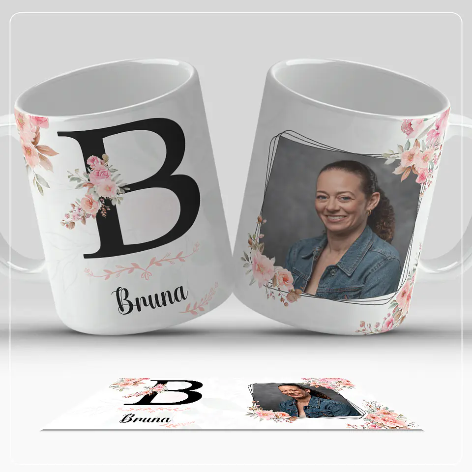 Caneca personalizada com letra do alfabeto e foto 2