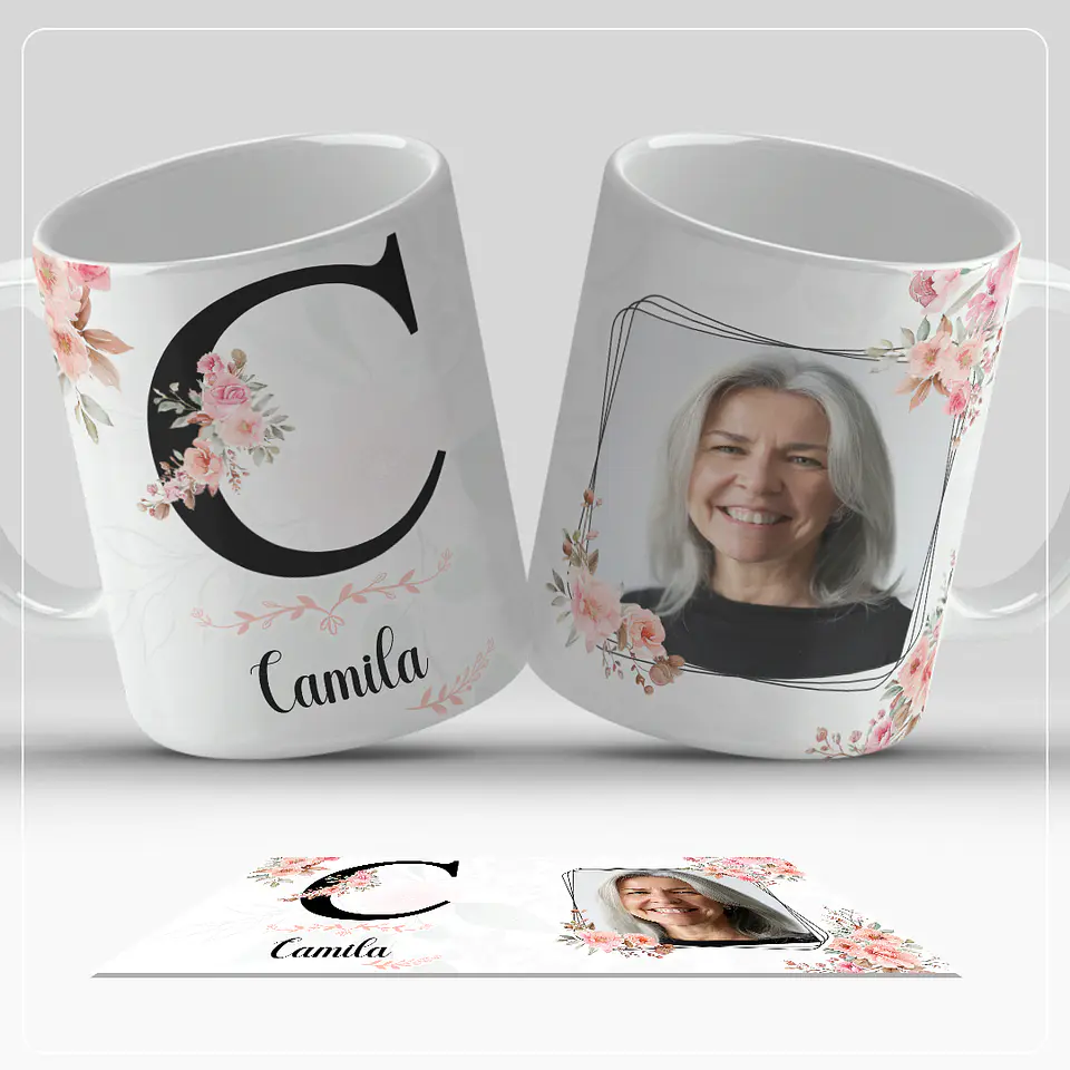 Caneca personalizada com letra do alfabeto e foto 3