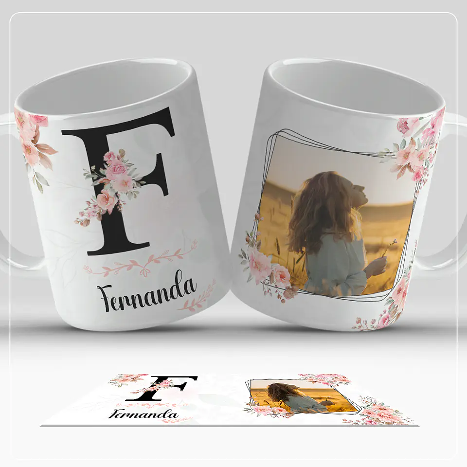Caneca personalizada com letra do alfabeto e foto 6