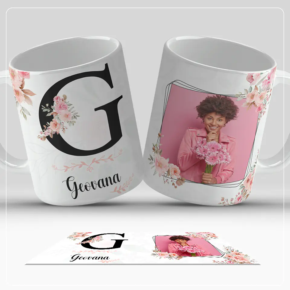 Caneca personalizada com letra do alfabeto e foto 7