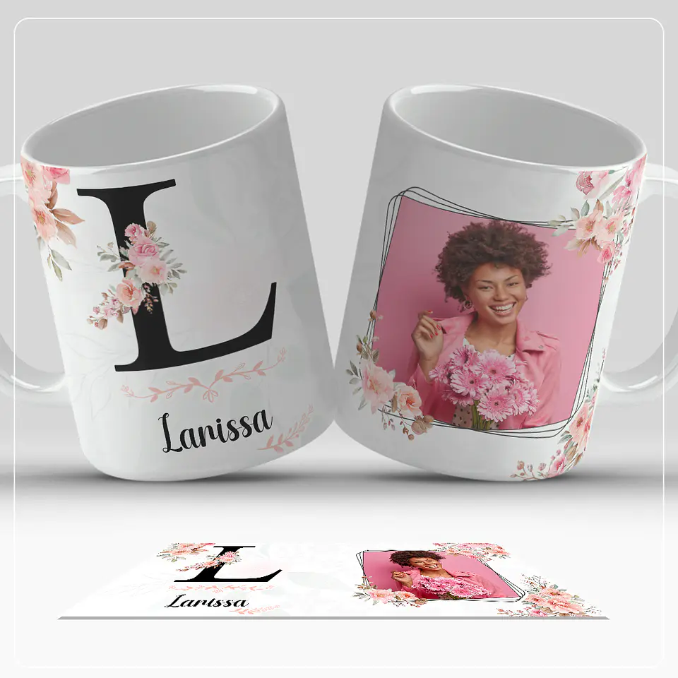 Caneca personalizada com letra do alfabeto e foto 12