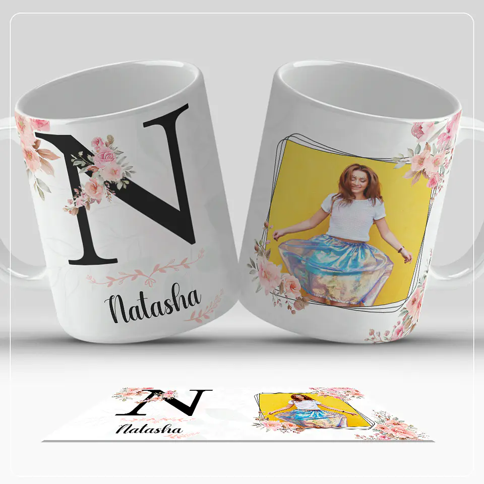 Caneca personalizada com letra do alfabeto e foto 14