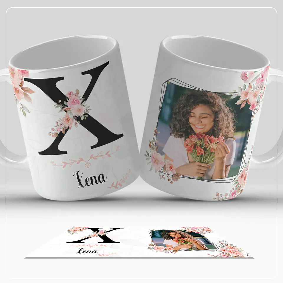 Caneca personalizada com letra do alfabeto e foto 24