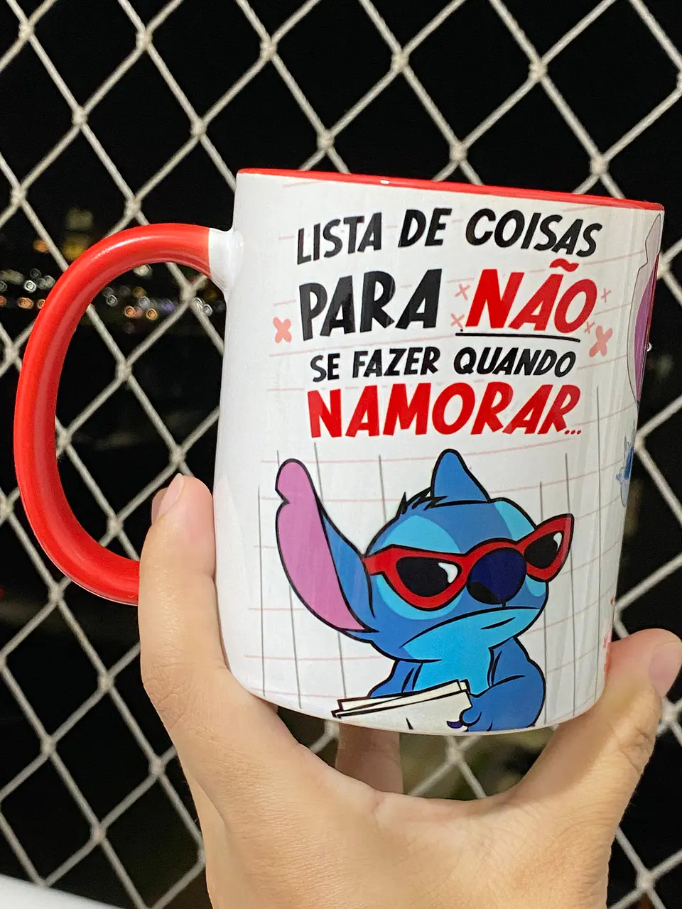 Caneca Stitch Namorado Lista de coisas para não fazer quando namorar 3