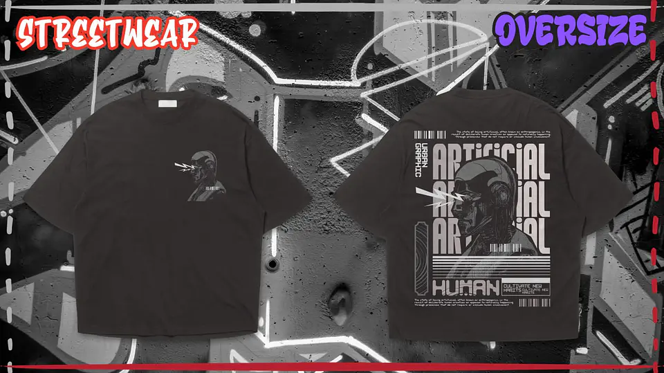 T-Shirt Streetwear Frente e Verso Artificial 1