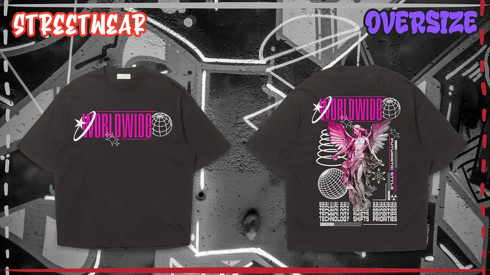 T-Shirt Streetwear Frente e Verso Artificial 13