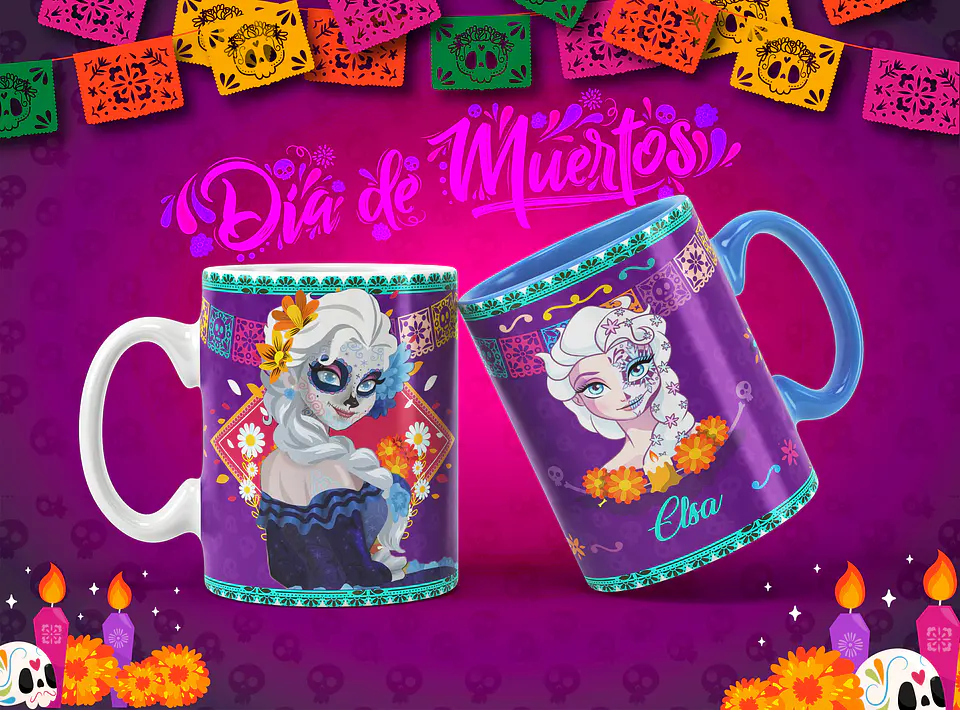 Caneca Halloween Personagens Caveira mexicana 1