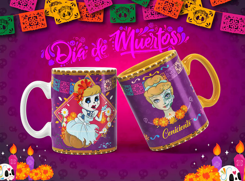 Caneca Halloween Personagens Caveira mexicana 3