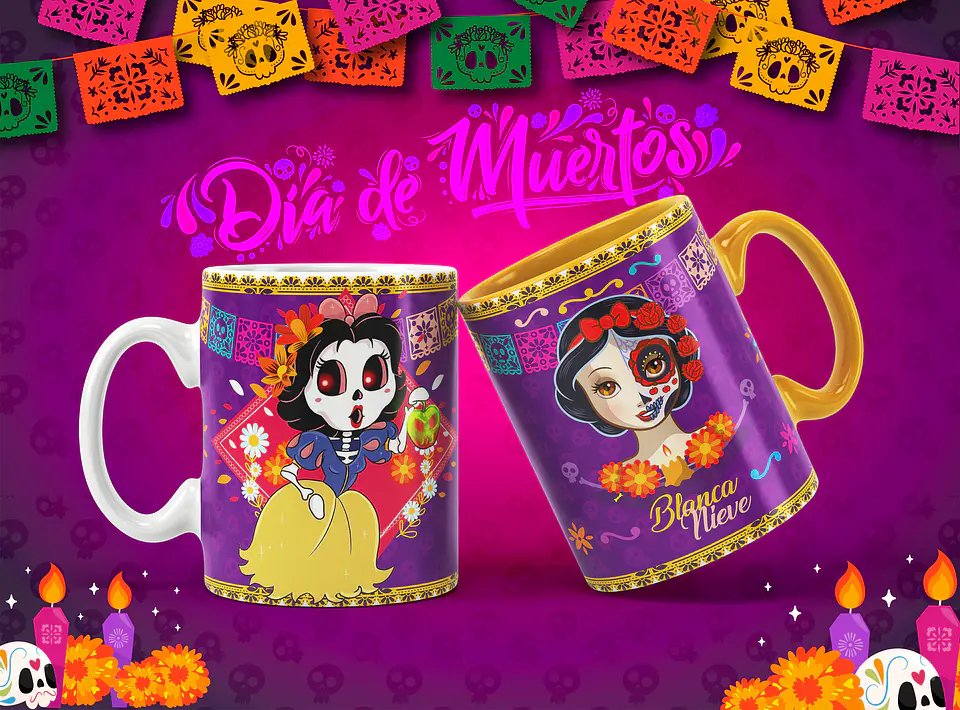 Caneca Halloween Personagens Caveira mexicana 4