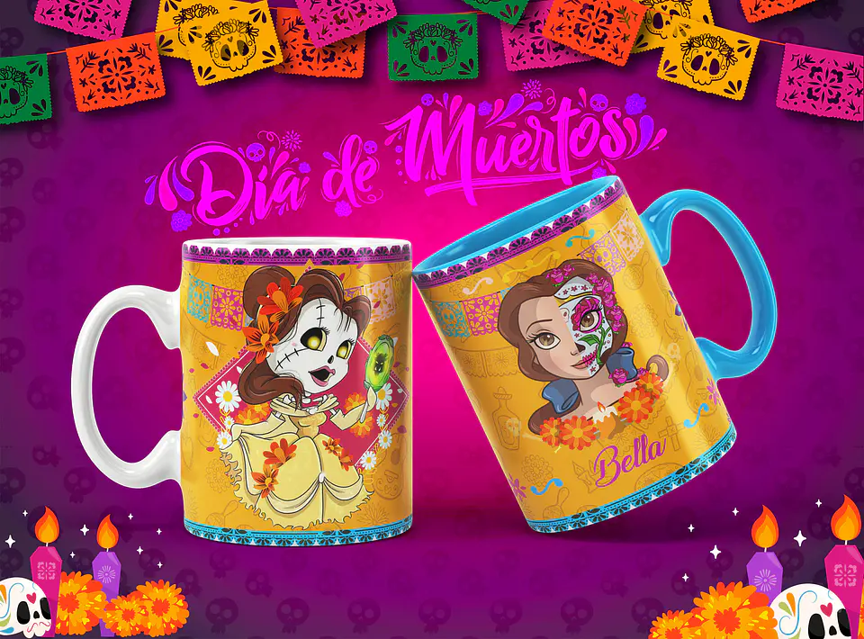 Caneca Halloween Personagens Caveira mexicana 5