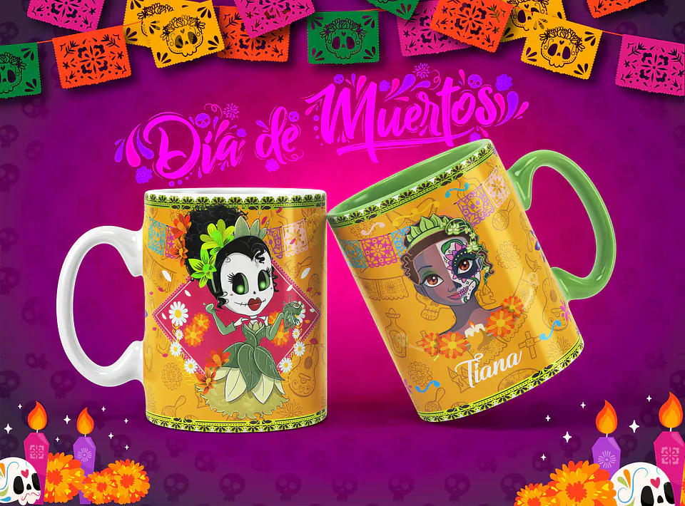 Caneca Halloween Personagens Caveira mexicana 7