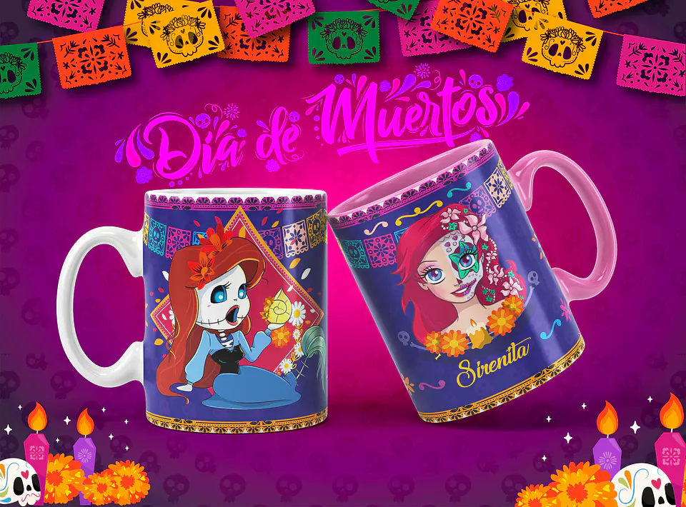 Caneca Halloween Personagens Caveira mexicana 8