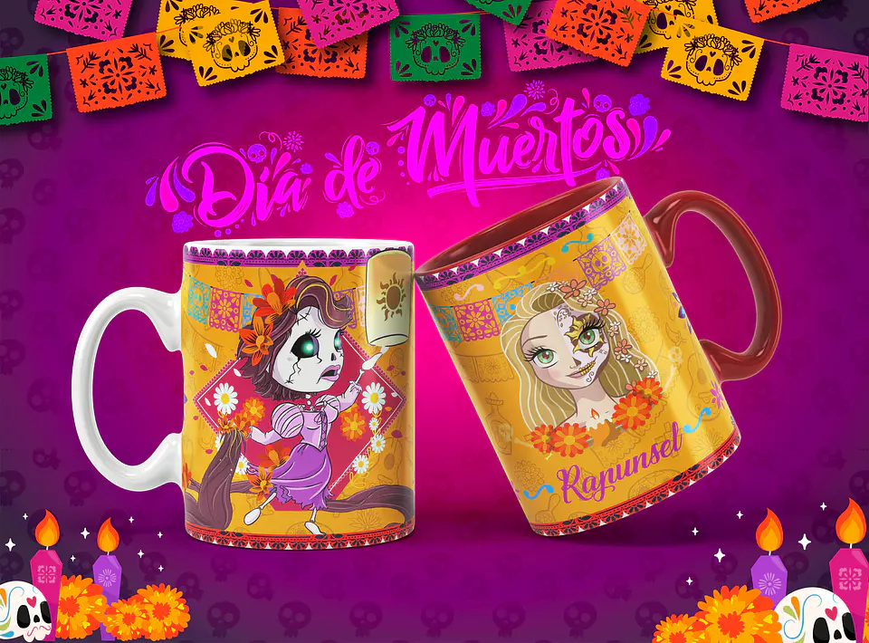 Caneca Halloween Personagens Caveira mexicana 9
