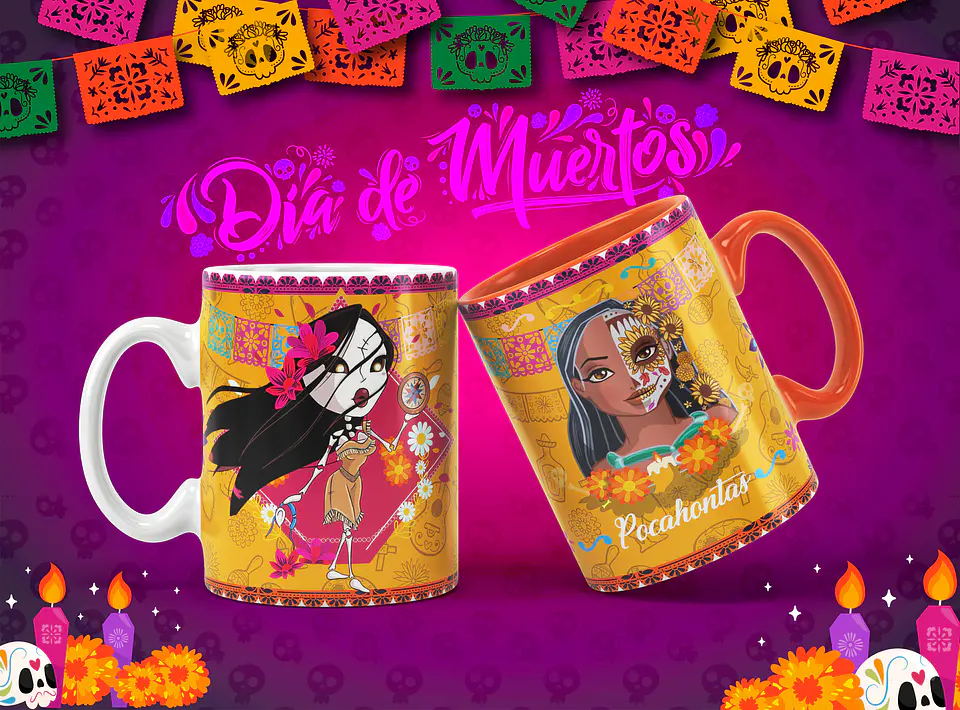 Caneca Halloween Personagens Caveira mexicana 10