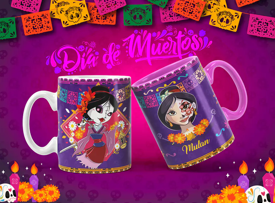 Caneca Halloween Personagens Caveira mexicana 11