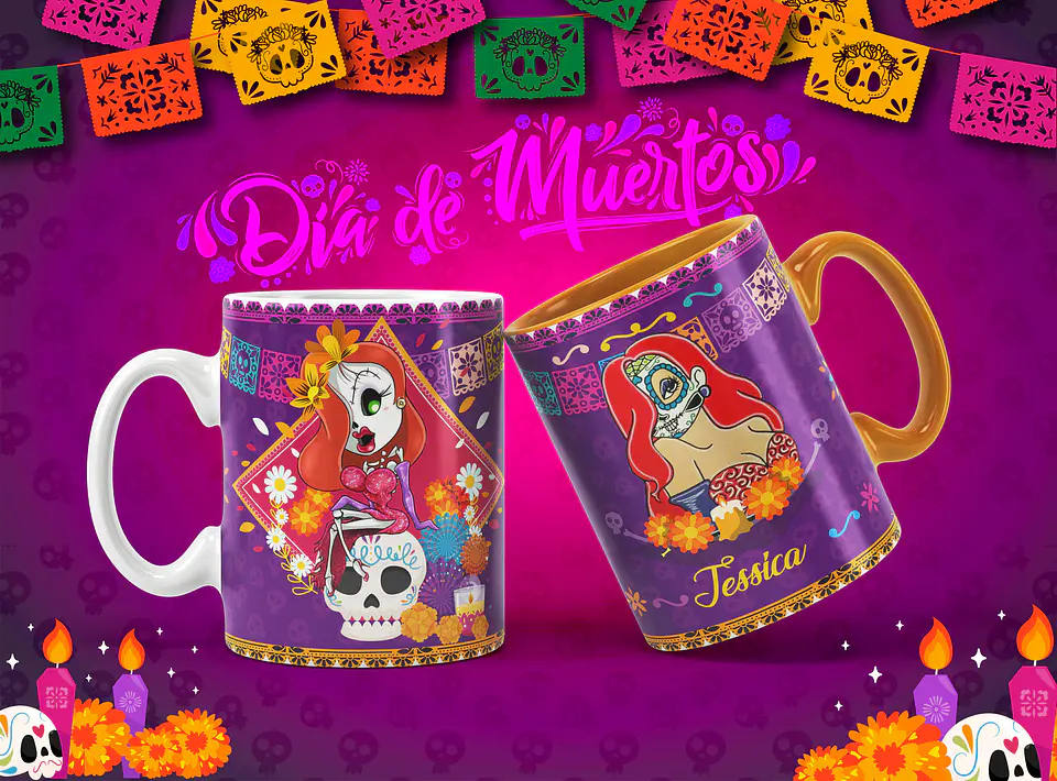 Caneca Halloween Personagens Caveira mexicana 12