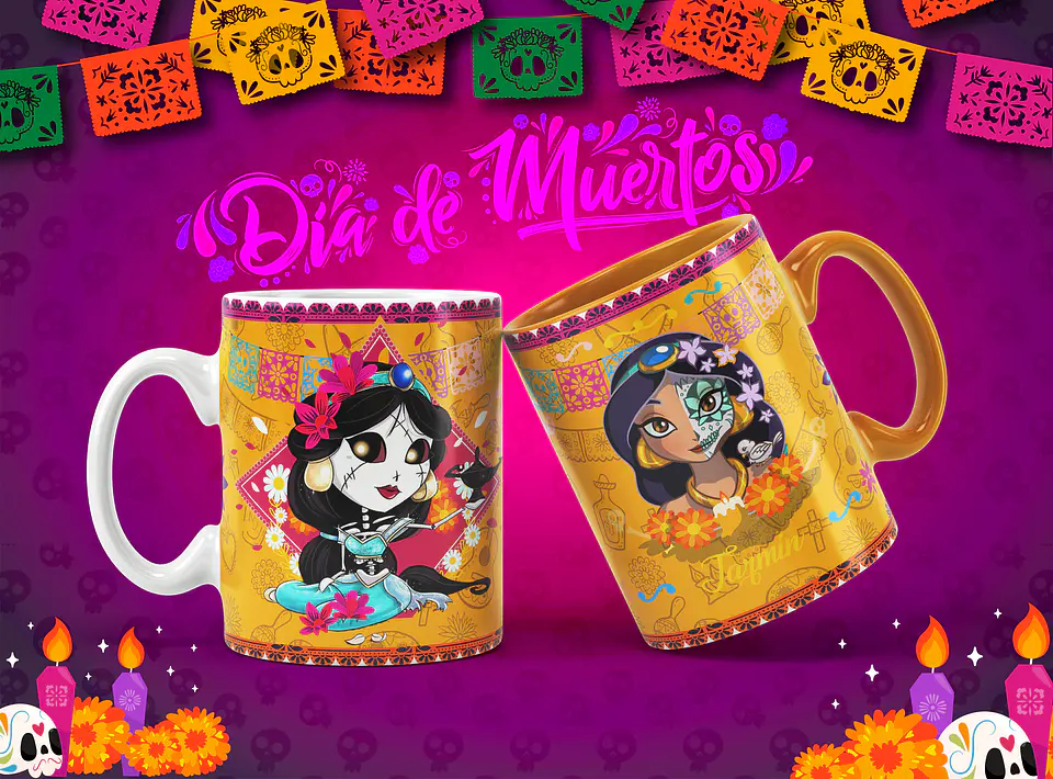 Caneca Halloween Personagens Caveira mexicana 13