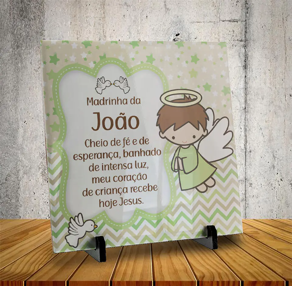 Azulejo Batizado 15x15 cm Menino 2