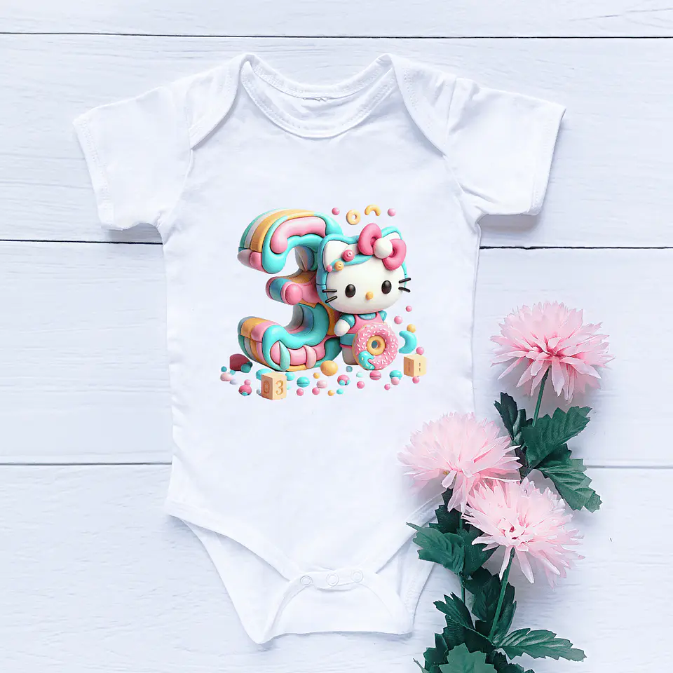 Body bebé Hello Kitty Com números 5