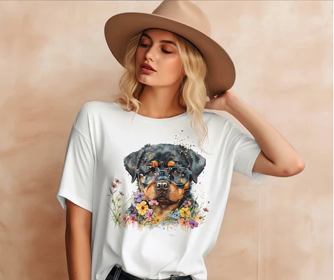 T-shirt de Cães Flores