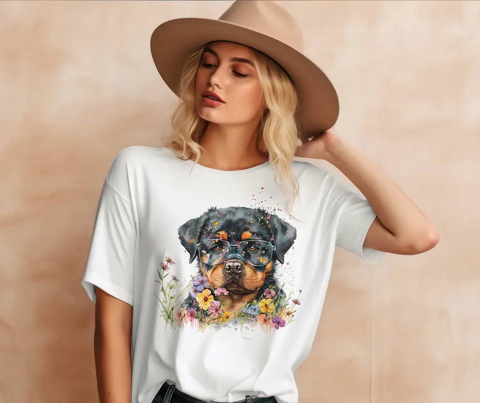 T-shirt de Cães Flores 1