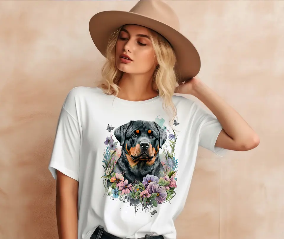 T-shirt de Cães Flores 2