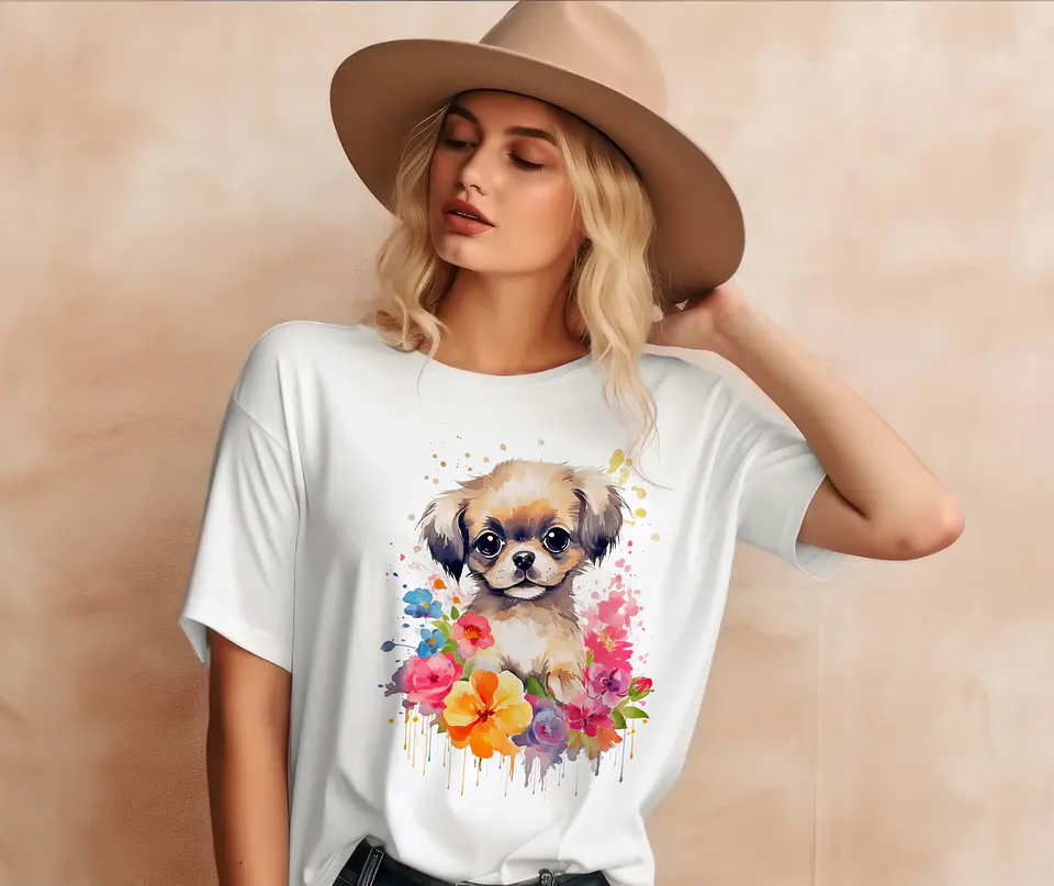 T-shirt de Cães Flores 4