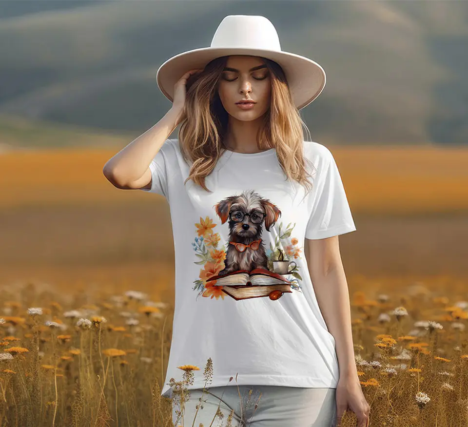 T-shirt de Cães Flores 5