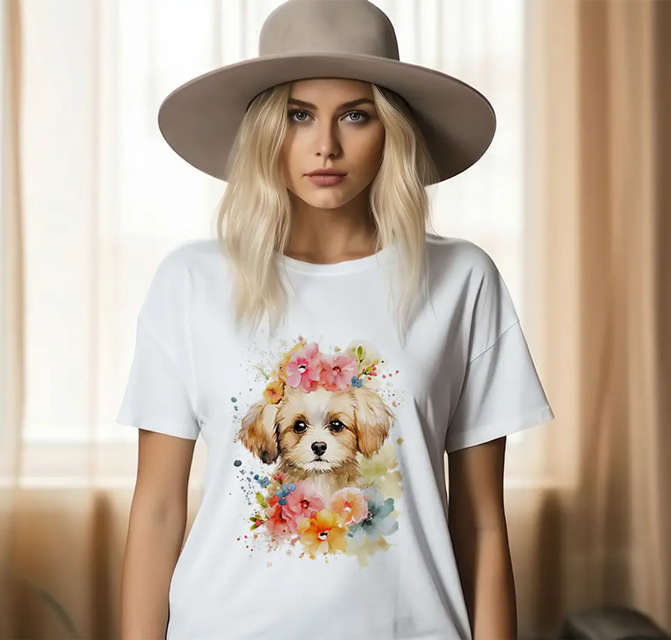 T-shirt de Cães Flores 9